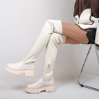 Women's Downtown Stretch Over-The-Knee Boots - Knit & PU Platform Boots