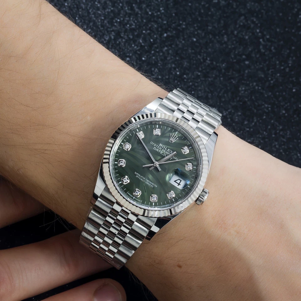 Rolex Datejust 36 mm Palm Dial Green with Diamond Markers