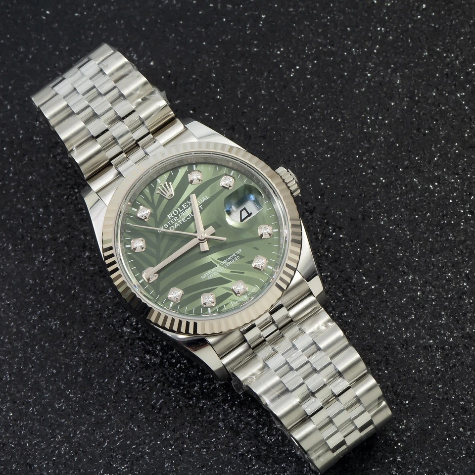 Rolex Datejust 36 mm Palm Dial Green with Diamond Markers