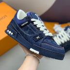 LV Trainer Sneaker Rubber signatures Navy Blue Monogram denim