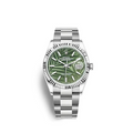 Rolex Datejust 36 mm Palm Dial Green Oystersteel and 18k White Gold