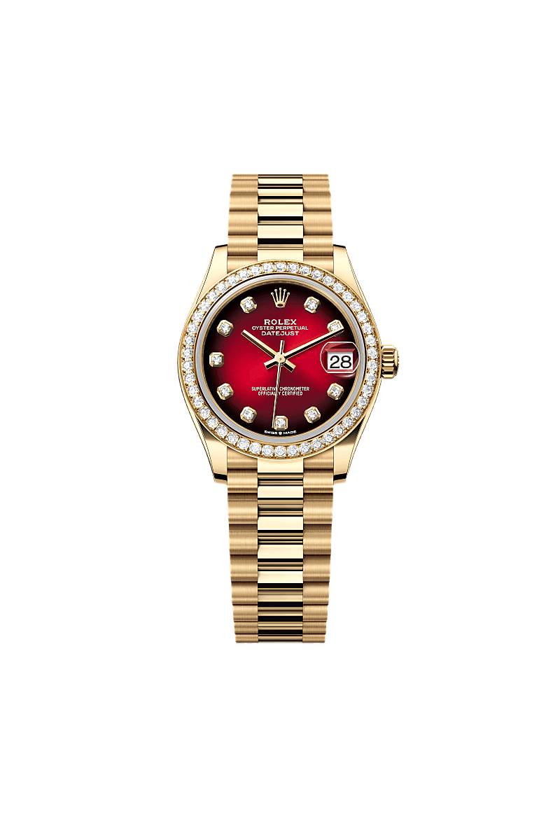 Rolex Datejust 31 Oyster, 31 mm, yellow gold and diamonds