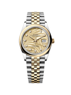 RLX Datejust 36mm 126203 Golden Palm Dial Domed Bezel Oyster Bracelet