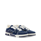 Louis Vuitton LV Trainer Indigo Blue Denim Sneakers with Swarovski™ Pearls