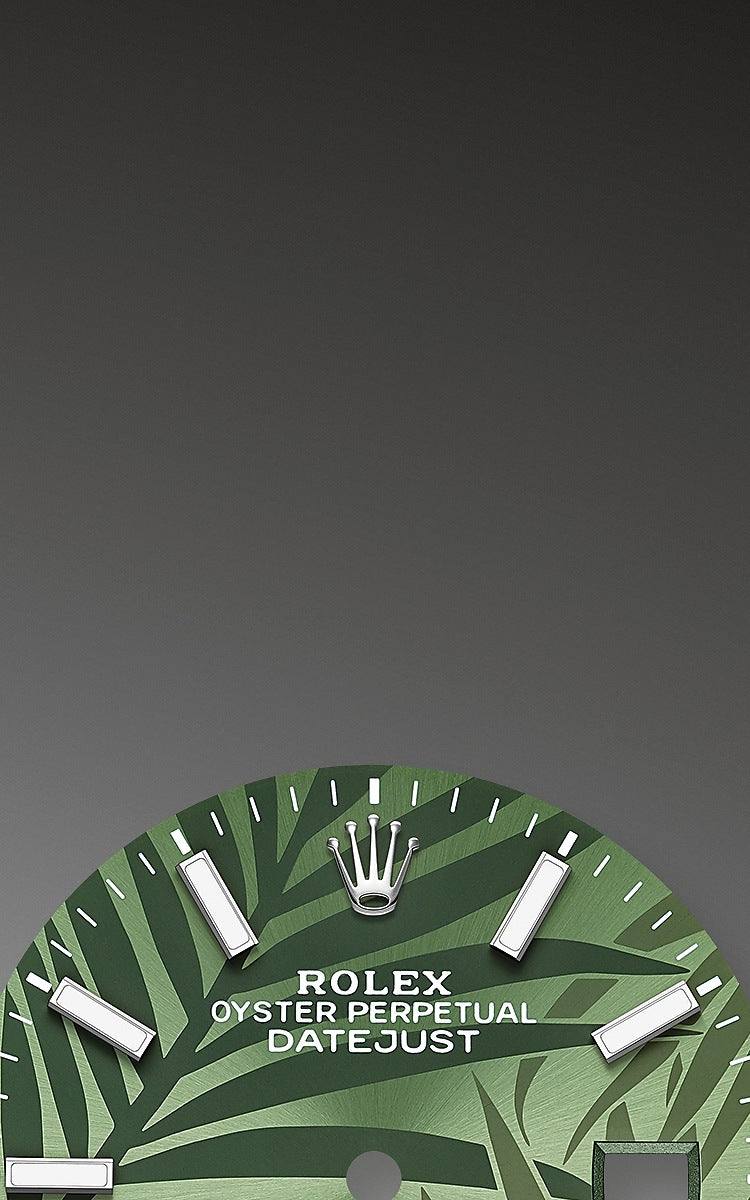 Rolex Datejust 36 mm Palm Dial Green Oystersteel and 18k White Gold