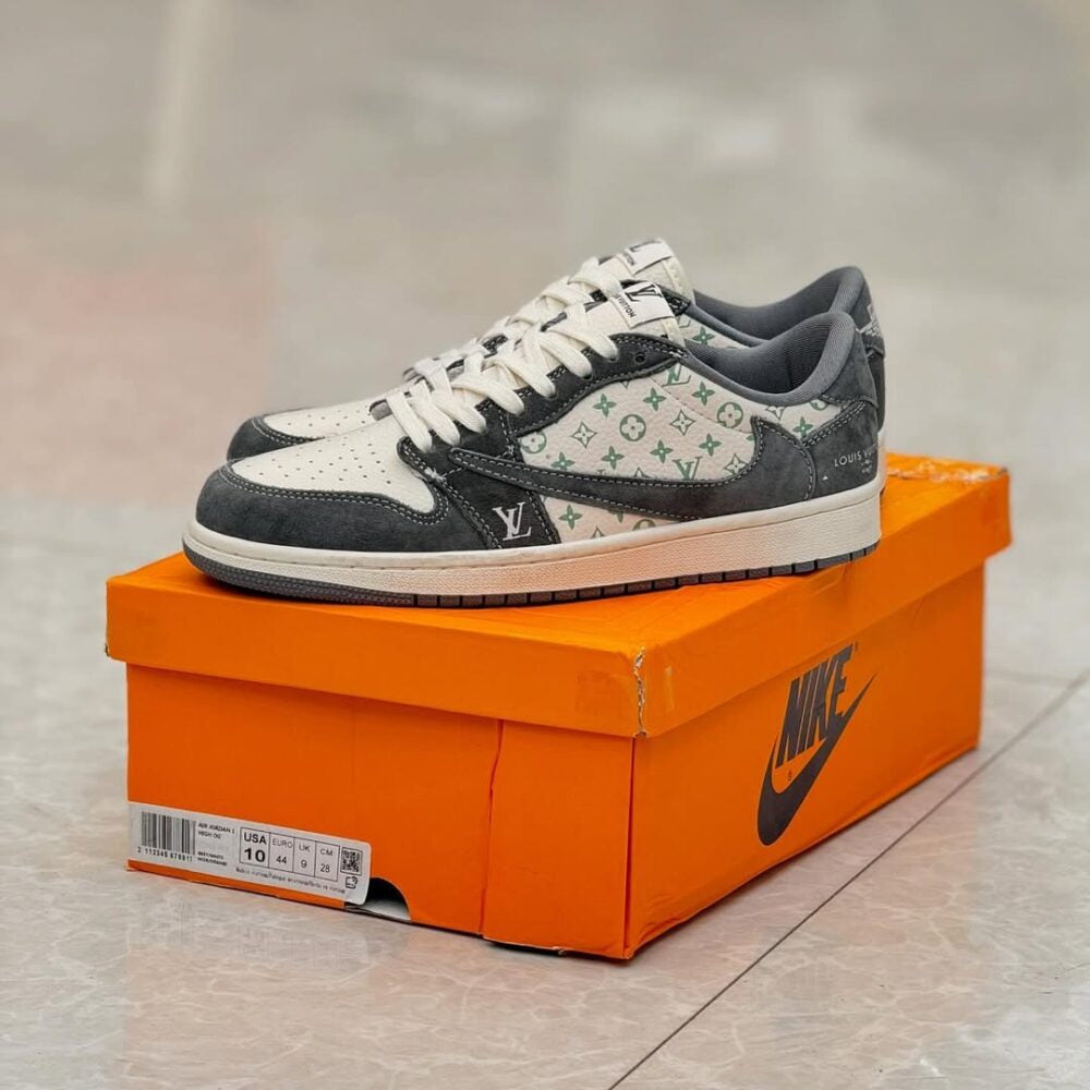Louis Vuitton x Nike Air Jordan 1 Low “Green Monogram Suede” (Custom)