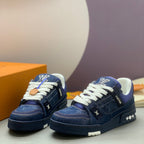 LV Trainer Sneaker Rubber signatures Navy Blue Monogram denim
