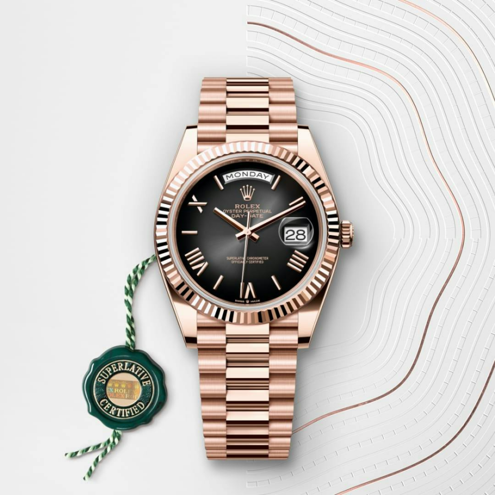 B- Day-Date 40 Oyster, 40 mm, Everose gold