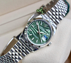 Rolex Datejust 41 mm Palm Dial Green Oystersteel and 18k White Gold