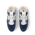 Louis Vuitton LV Trainer Indigo Blue Denim Sneakers with Swarovski™ Pearls