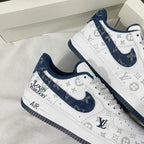 Louis Vuitton x Nike Air Force 1 White Navy Monogram ( Custom)
