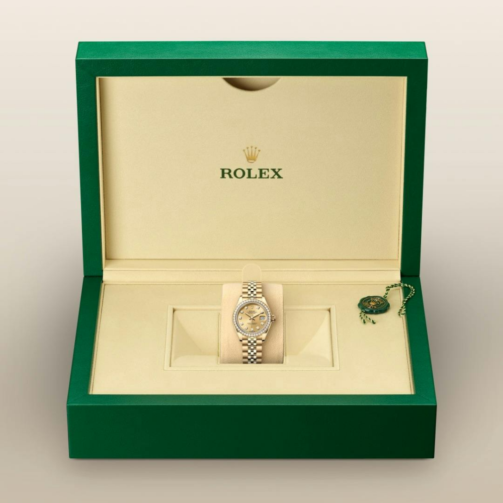 Lady-Datejust Oyster, 28 mm, yellow gold and diamond