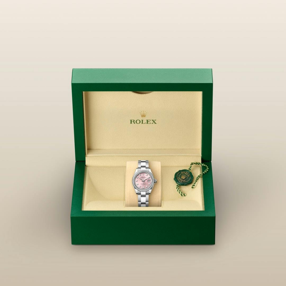 Rolex Lady-Datejust Oyster, 28 mm, Oystersteel, white gold and diamonds