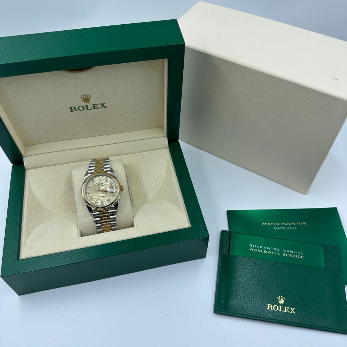 RLX Datejust 36mm 126203 Golden Palm Dial Domed Bezel Oyster Bracelet