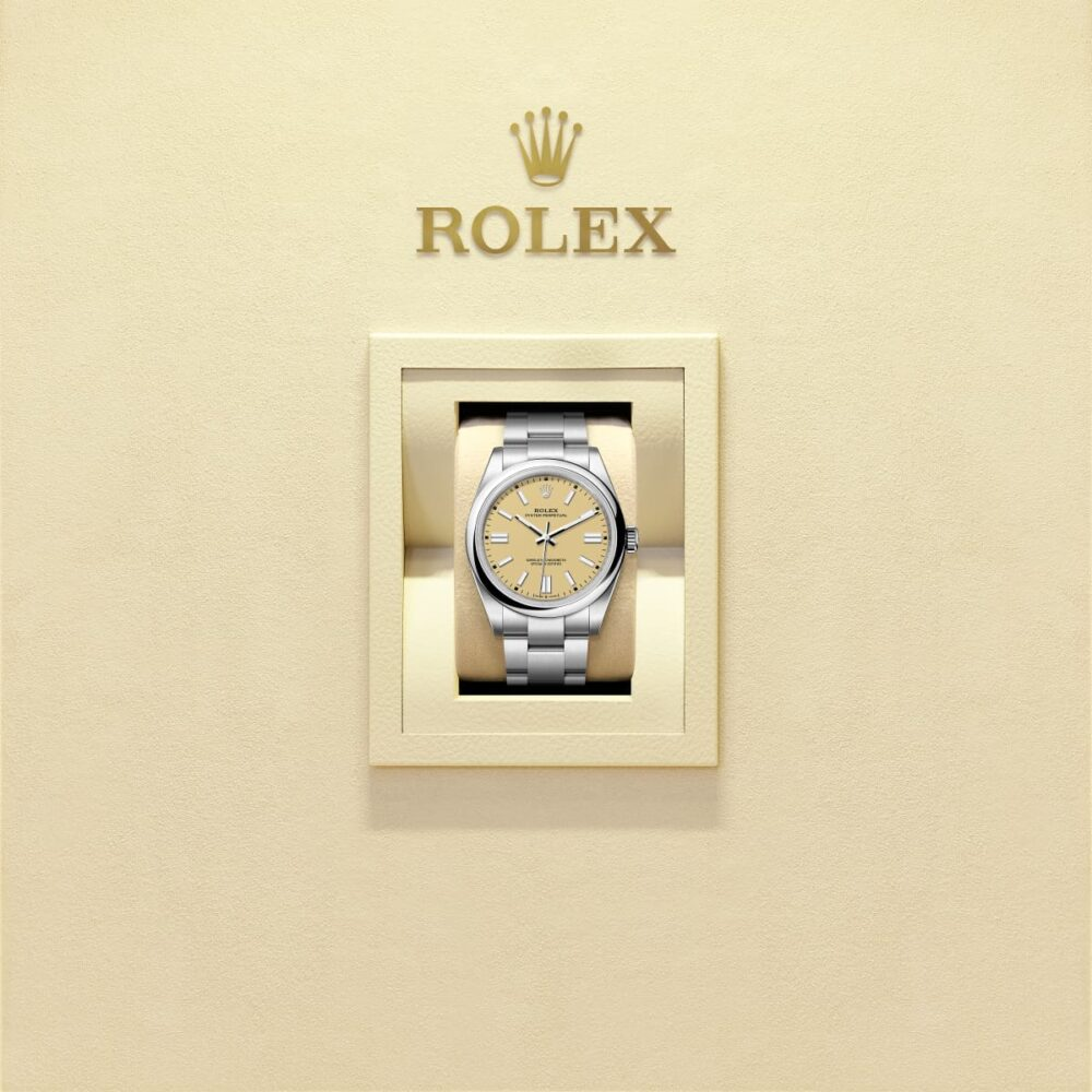 Unworn 2025, Rolex Oyster Perpetual, Oystersteel 41mm, Beige dial, Domed Oyster